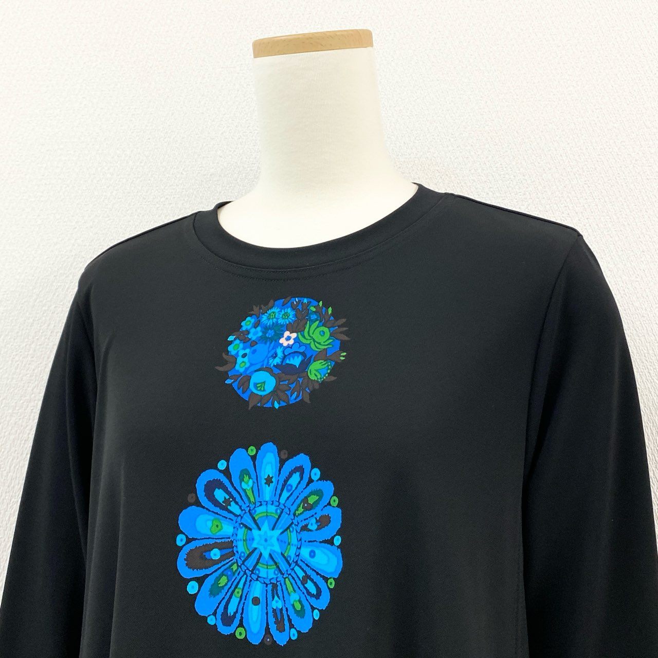 2k19《美品》 TOKUKO 1er VOL トクコプルミエヴォル 長袖ワンピース チュニック Aライン 裾シアープリーツ 9 ブラック レディースu02t