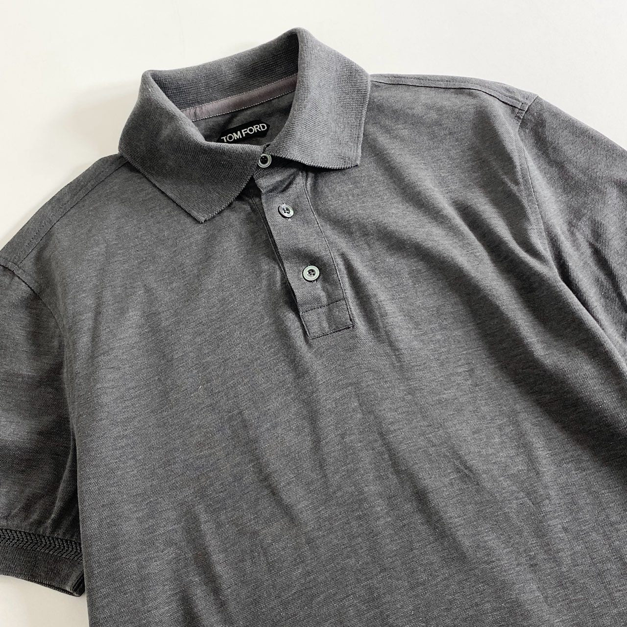 25h9 《美品》 TOM FORD トムフォード ポロシャツ 50 グレー トップス Polo Shirt 半袖 イタリア製 コットン