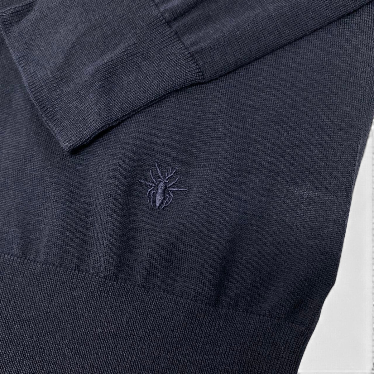 47j16 【未使用】 DIOR HOMME ディオール オム Bee刺繍 ロングスリーブ ニットポロシャツ 013M600AT069 サイズM ブラック ウール100％ メンズu02t