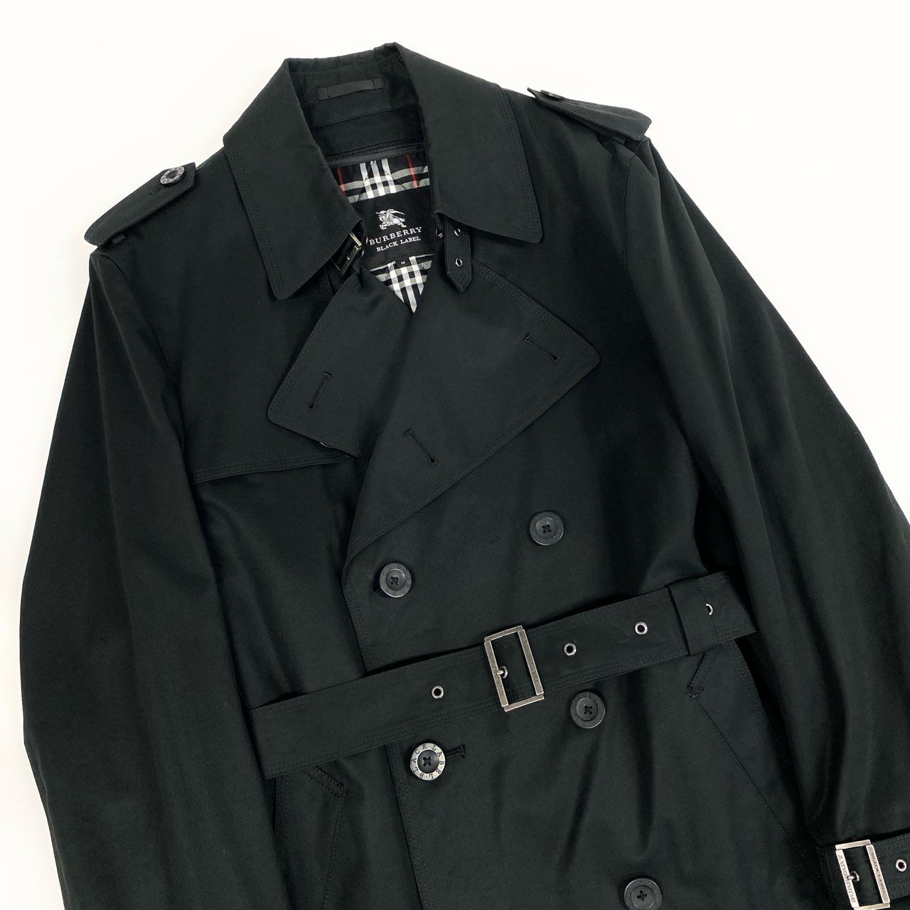 31b12 BURBERRY BLACK LABEL バーバリー ブラックレーベル ライナー付き トレンチコート サイズM ブラック Trench Coat 日本製t18r