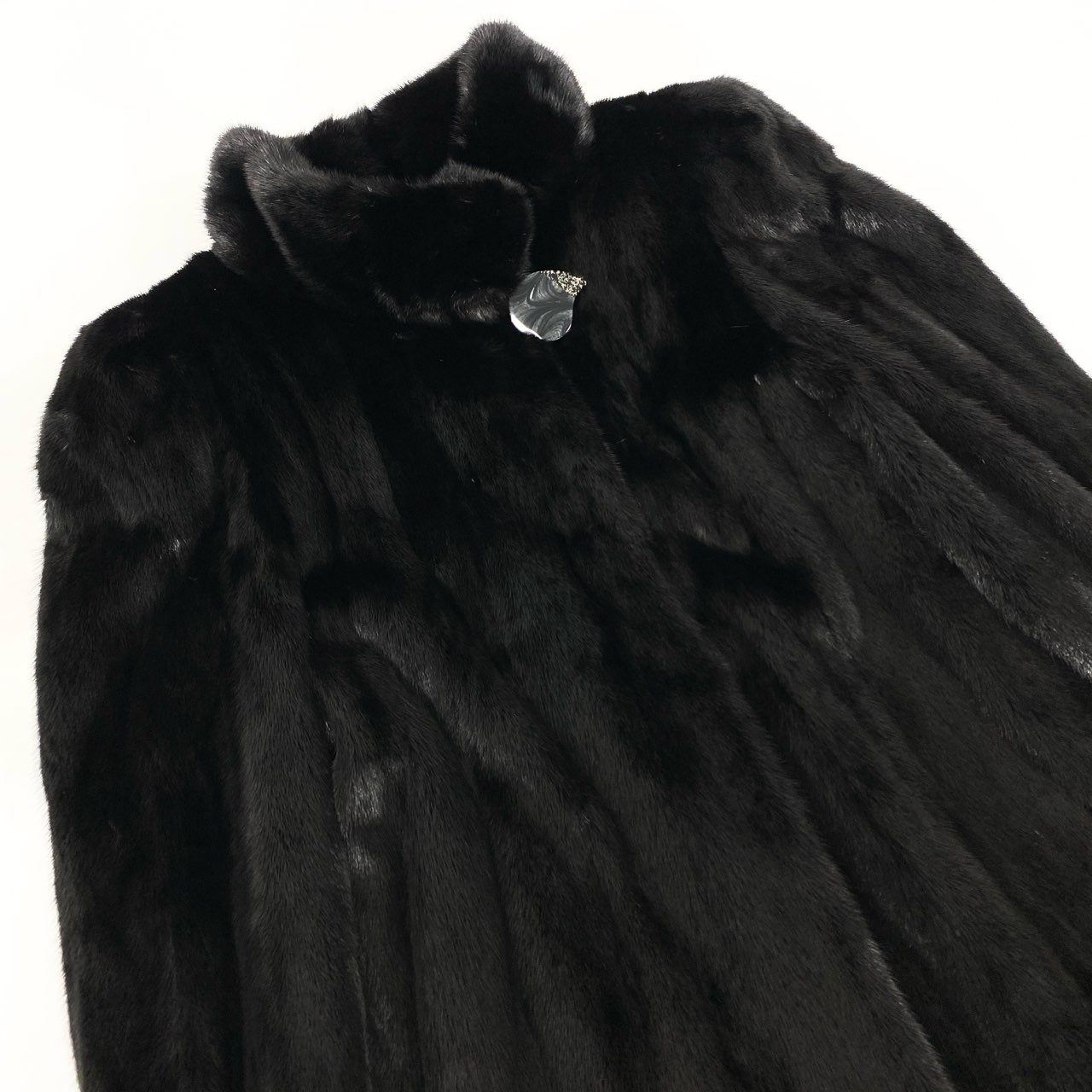 55k11 SAGA MINK サガミンク 銀サガ ダークミンク ロングコート ブラック 最高級本毛皮 裏地刺繍 MINK FUR リアルファー 艶◎t18r