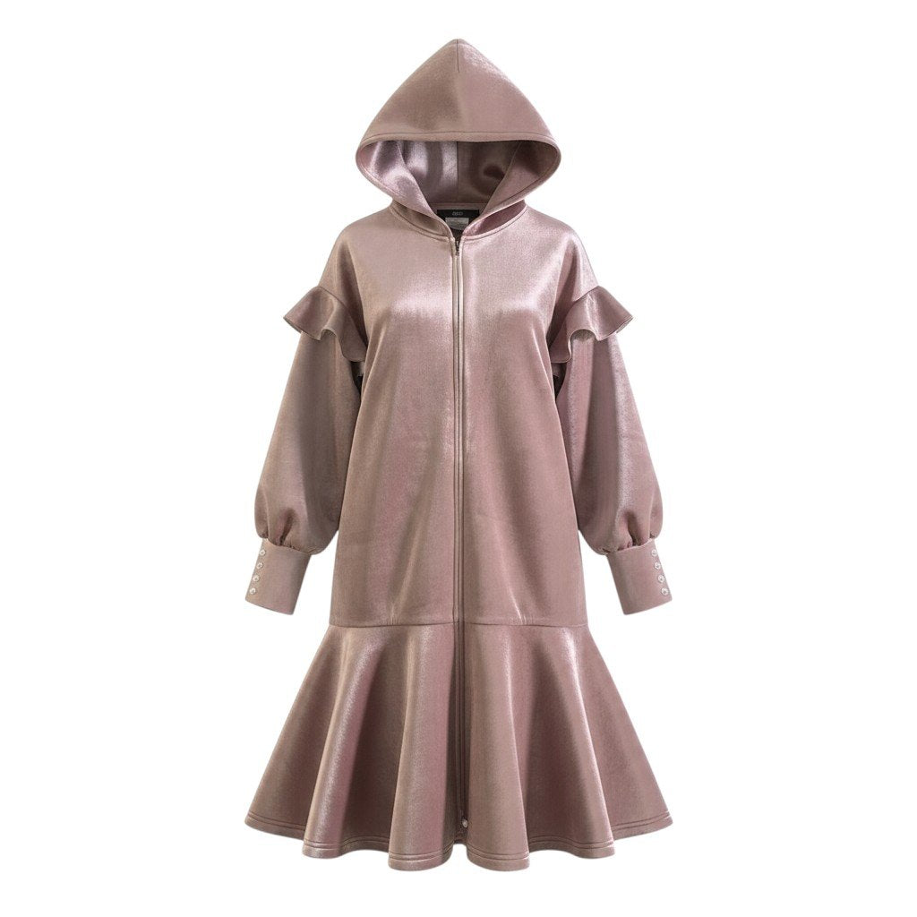 62j29 【極美品】 Rene ルネ 2024年 ベロア ボンディングワンピース パール装飾 36 ピンク レディースu02t