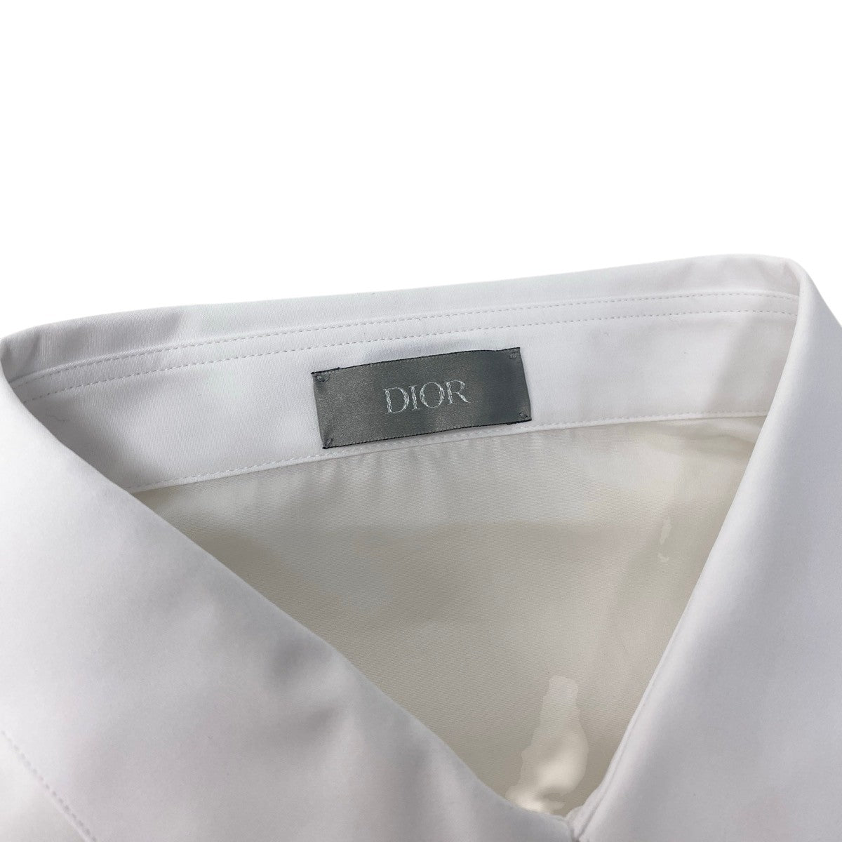 90g27 【新品保管品】DIOR ディオール コットンシャツ ロングスリーブシャツ ワンポイント刺繍 比翼ドレスシャツ 013C502B1581 43サイズ ホワイト コットン100％ メンズ 男性用k02i