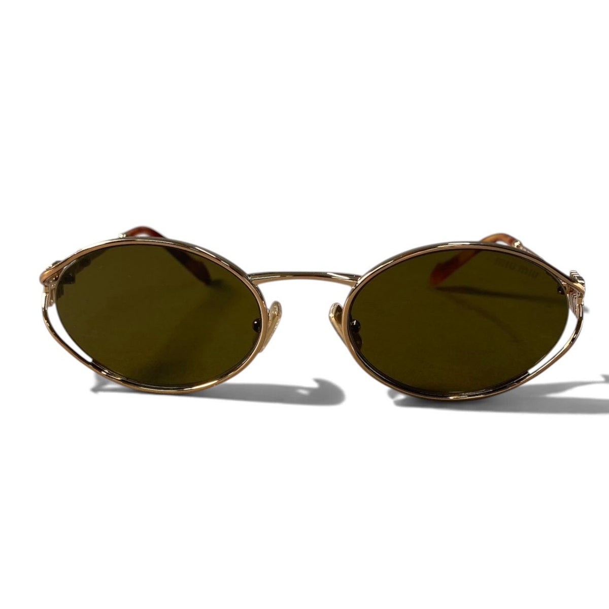 i7 Miu Miu ミュウミュウ ロゴメタル サングラス Logo Metal Sunglasses SMU52Y 54□21 ゴールド ブラウンt18r