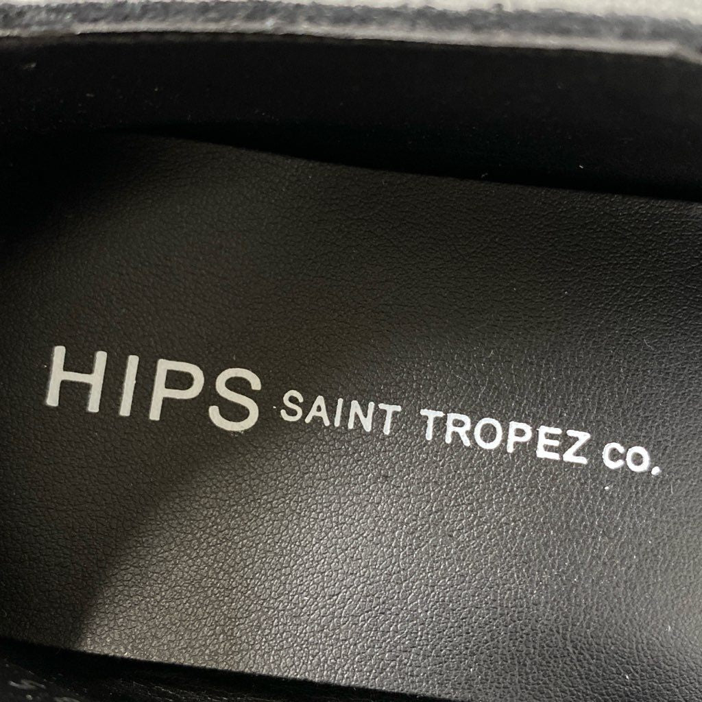 1f30 未使用品 HIPS SAINT TROPEZ ヒップス レザーシューズ スリッポンシューズ 革靴 23.5 ブラック レザー レディース 婦人靴