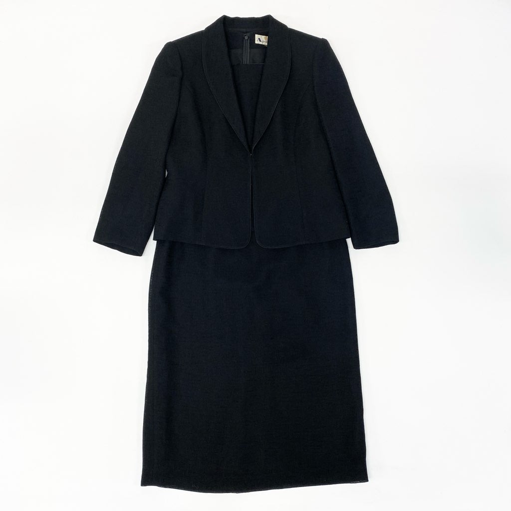 5a12 《美品》 Aquascutum OF LONDON アクアスキュータム アンサンブルワンピース ブラックフォーマル ドッキングワンピース ジャケット レディース 女性用 13 ブラックu02t