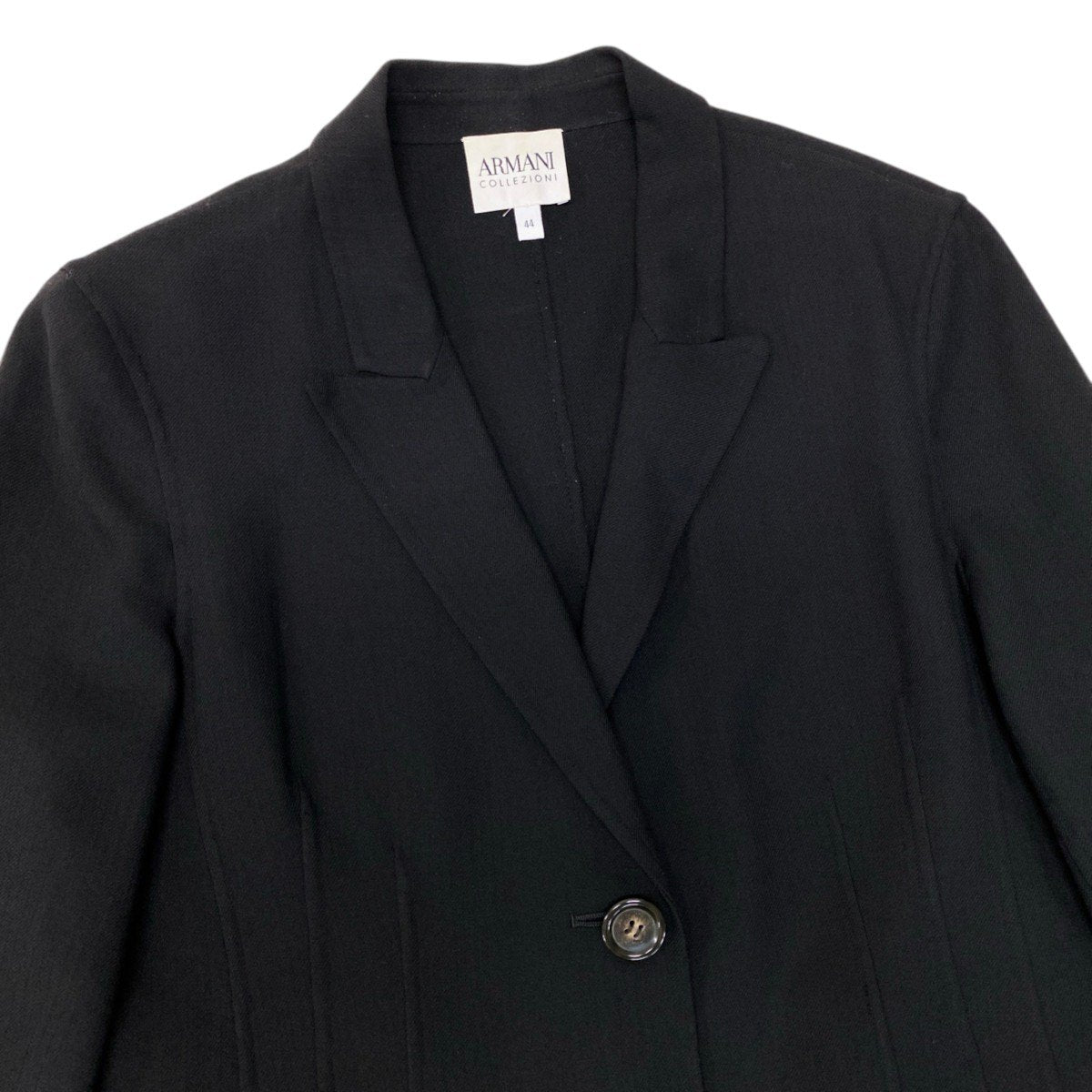 93h3 ARMANI COLLEZIONI アルマーニコレツィオーネ テーラードジャケット 伸縮ストレッチ フォーマル サイズ44 ブラック レディース 女性用o07t