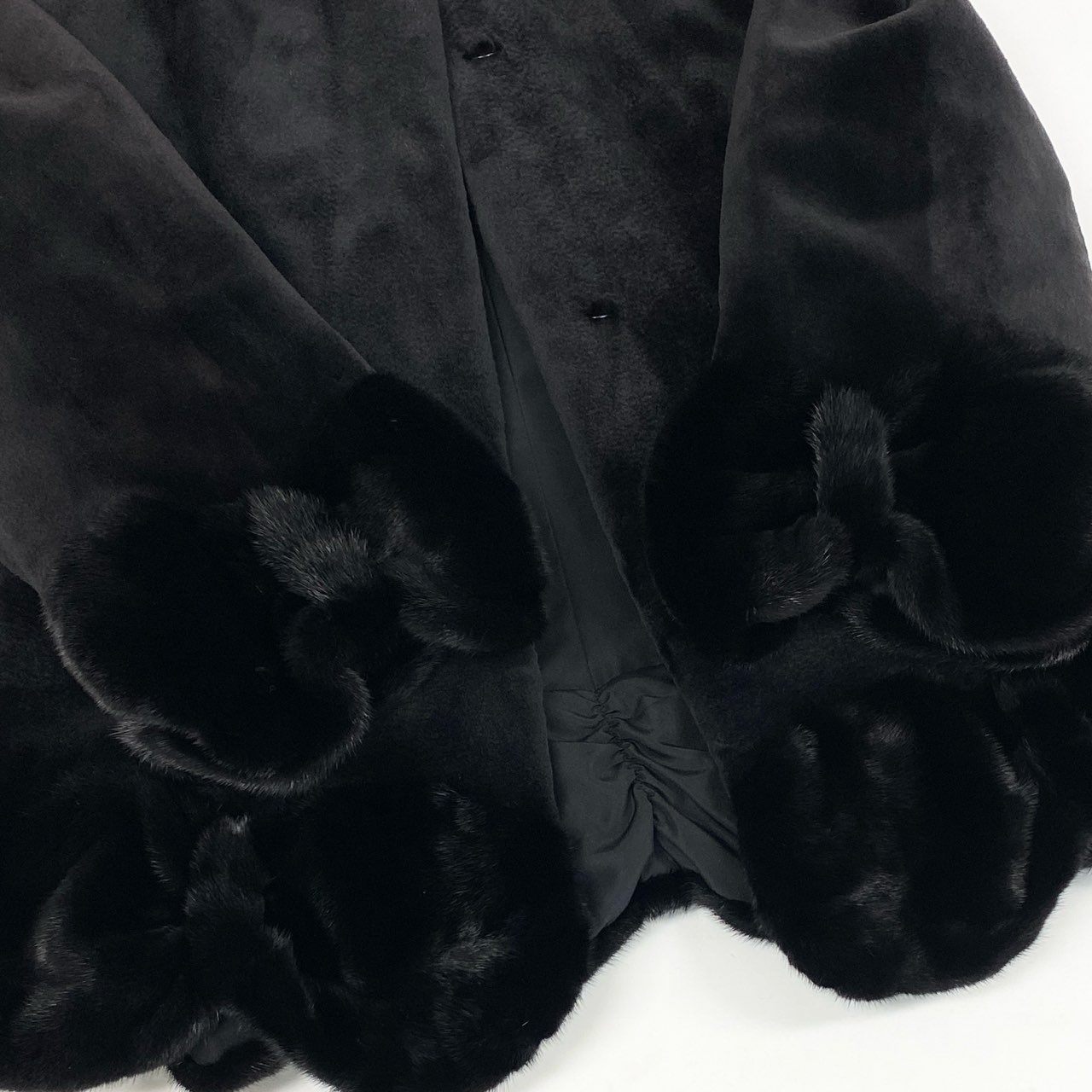 37L10 MOON BAT ムーンバット ダークミンク シェアードミンク 裾デザイン セミロングコート 毛皮コート F ブラック系 ミンクファー レディース ミンクコートu02t