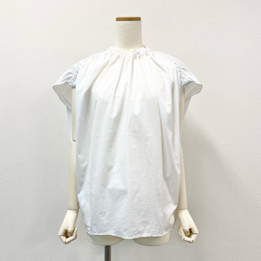 57h28 MARNI マルニ シャーリングコクーンブラウス ノースリブシャツ ブラウス トップス サイズ40 ホワイト コットン レディースu02t