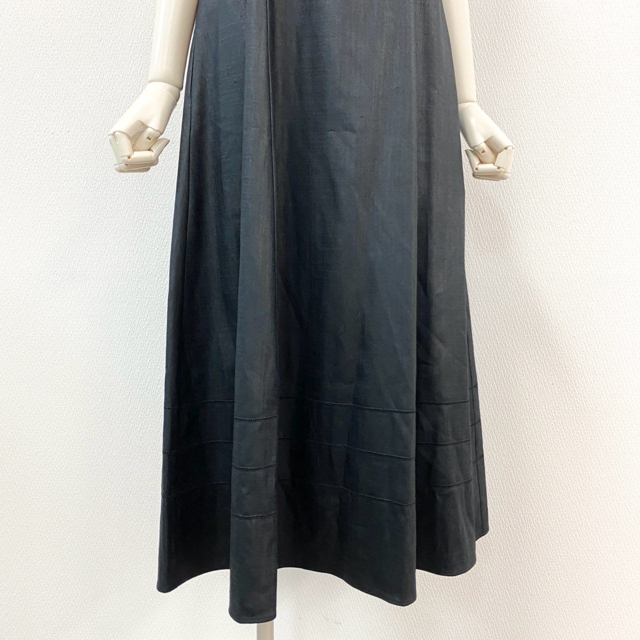 8j10 《未使用》 FOXEY NEW YORK フォクシーニューヨーク Dress Sabina 定価￥68.200 キャミソールワンピース リネン調 ストレッチ レディース 女性用 44430 38 ブラック ポリエステルu02t