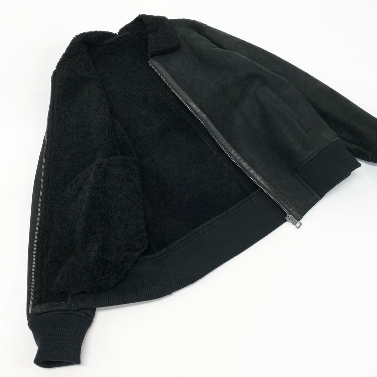 58k22《未使用保管品》 ロンハーマン ＲＨＣ アールエイチシー  ボンバージャケット ムートンジャケット レザー羊革 裏ボア メンズ 紳士服 M ブラックu02t