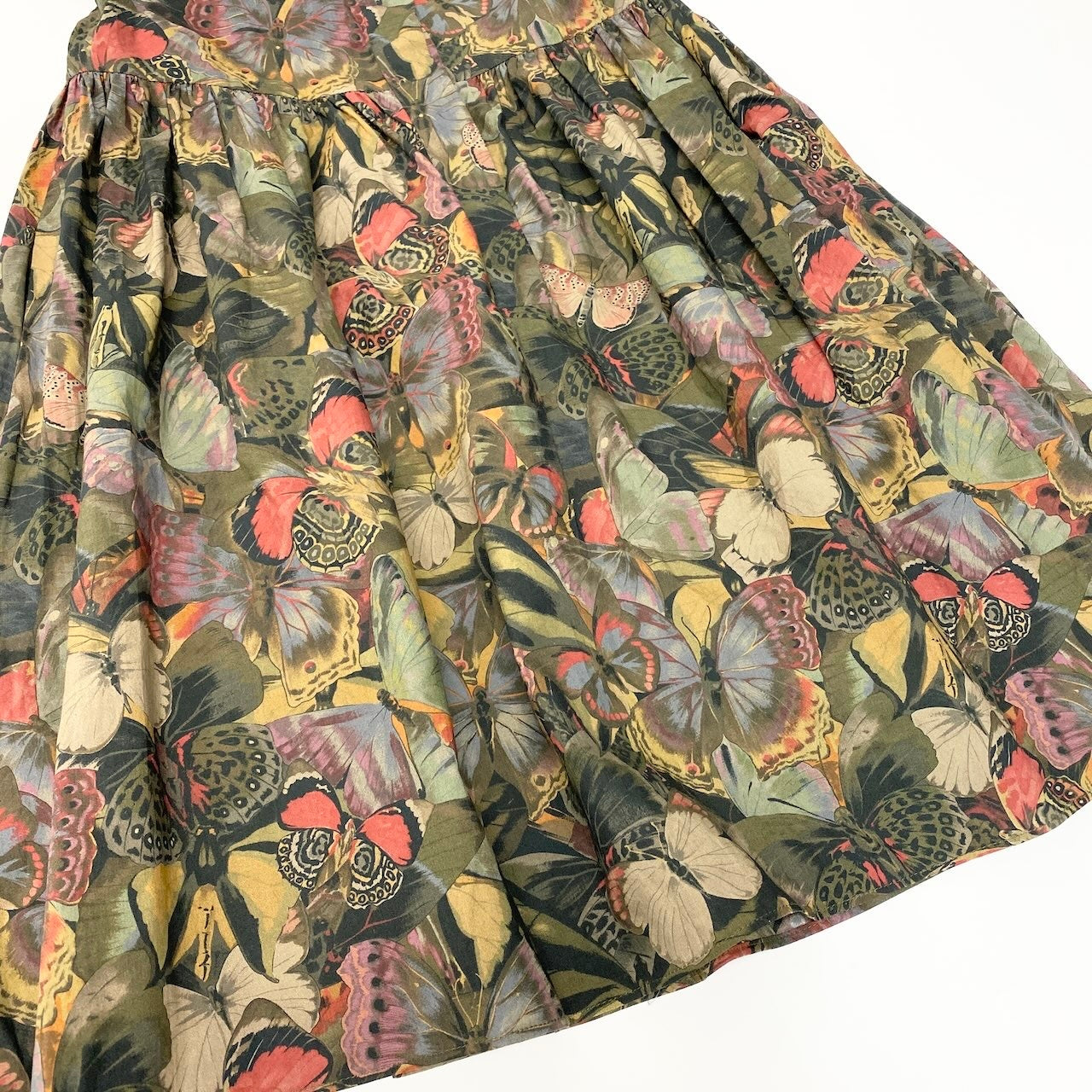 57c10 《美品》 VALENTINO ヴァレンティノ 半袖シャツワンピース ウエスト切り替え フレアスカート 40 バタフライ柄 総柄 コットンu02t