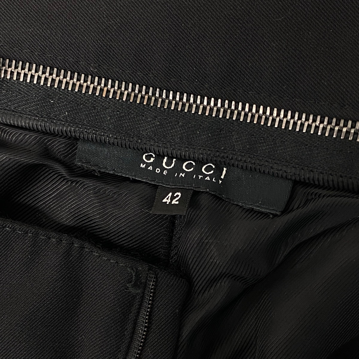 Ei27 GUCCI グッチ 2001 トムフォード期 Y2K ジップデザイン スラックスパンツ ボトムス イタリア製 42 ブラック ウール レディースo07t