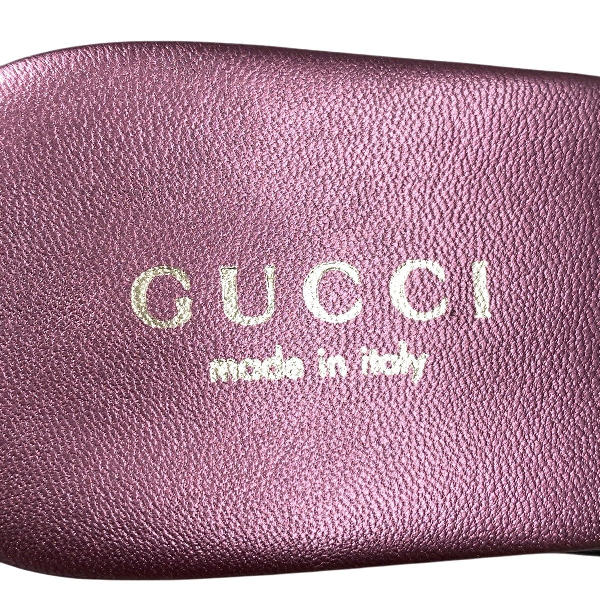 g31 【新品保管品】GUCCI レザーサンダル ブランドロゴプレート イタリア製 36 1/2サイズ パープル ベージュ レザー レディース 女性用k02i