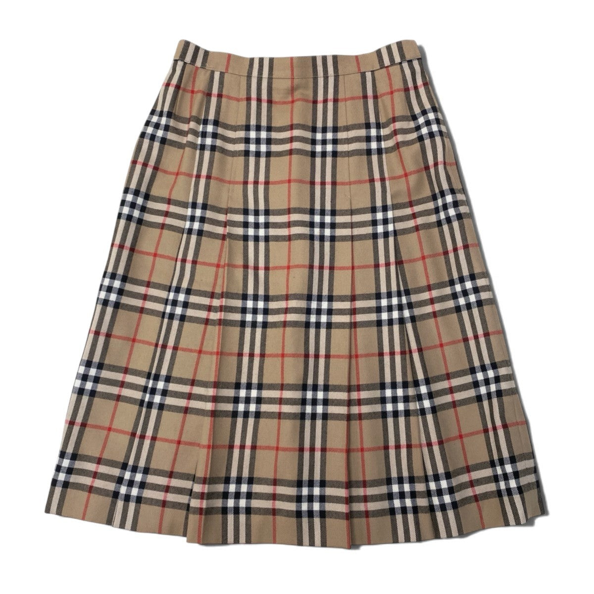 30j4 BURBERRYS バーバリーズ プリーツスカート ノバチェック ウールスカート 13BRサイズ ベージュ ウール100％ レディース 女性用u02t