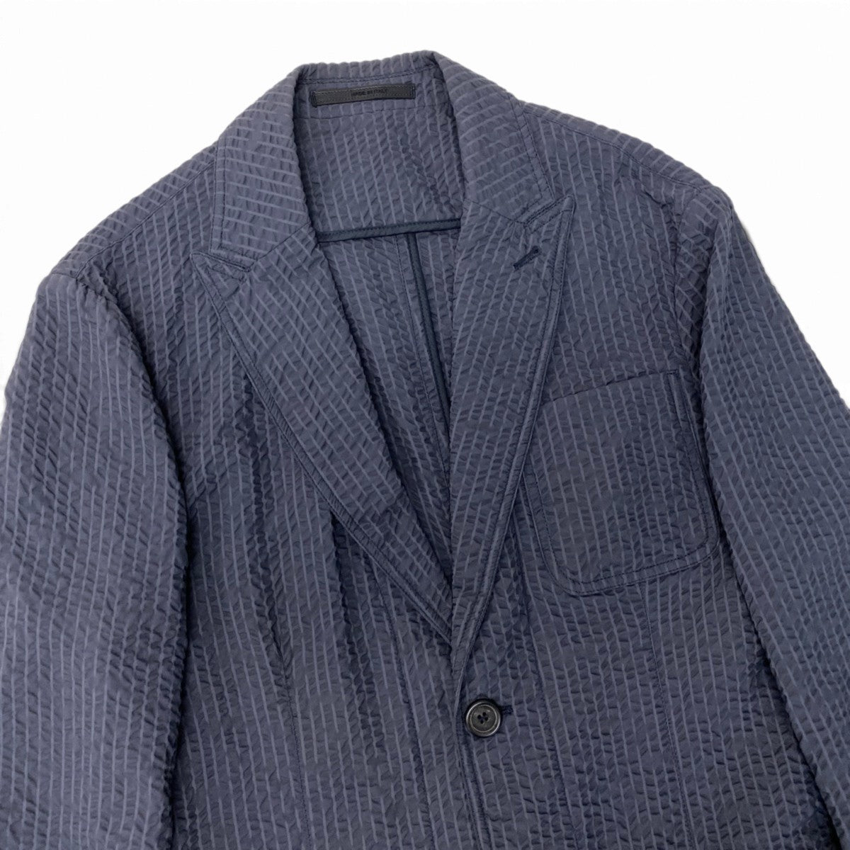 45j8 GIORGIO ARMANI ジョルジオアルマーニ レザータグ 撥水 本切羽 テーラードジャケット ブレザー サイズ48 グレーt18r
