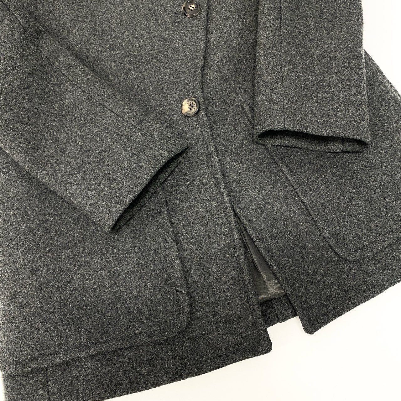 47b4 【美品】 Vintage CELINE セリーヌ ステンカラーコート ウールカシミヤ混コート アウター 38サイズ グレー レディース 女性用u02t