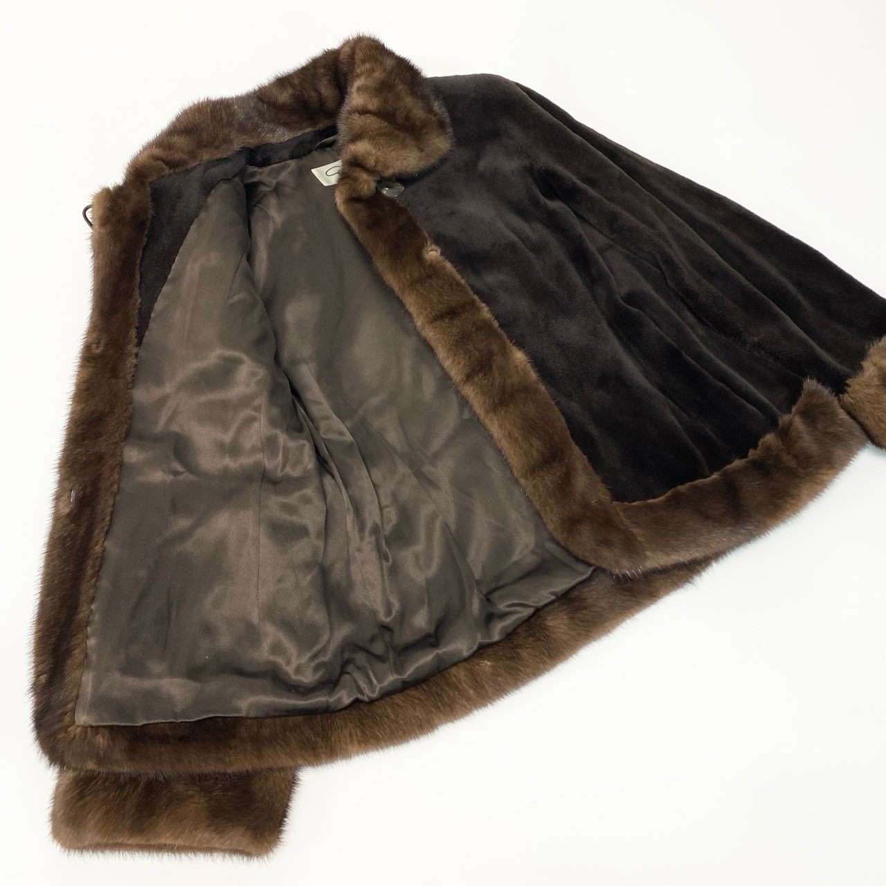 59a15 Altima アルティマ ミンクファー コート サイズ9～11 ブラウン 本毛皮 希少デザイン Mink Fur Coatt18r