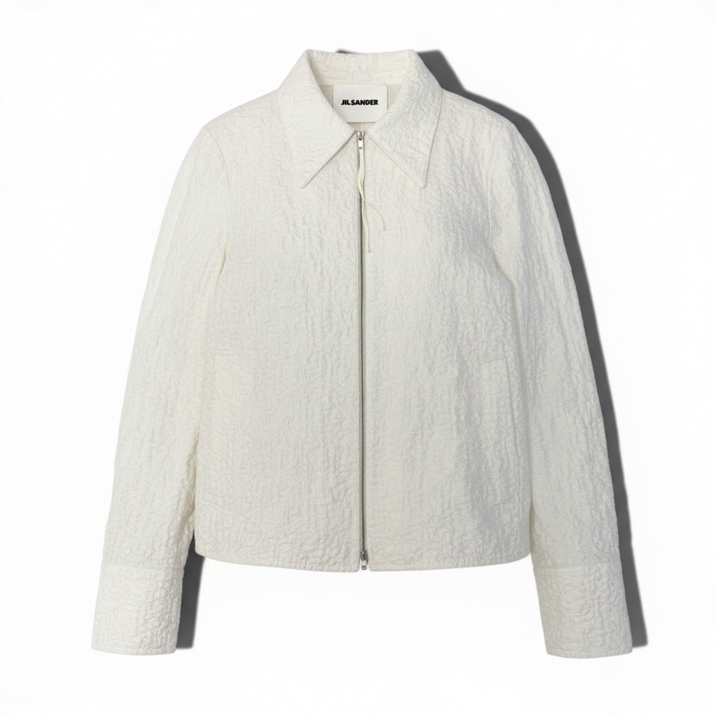 Ea28 JIL SANDER ジルサンダー 24SS ダブルジップジャケット シャツジャケット アウター J02DL0174 J20138 34サイズ ホワイト レディースu02t