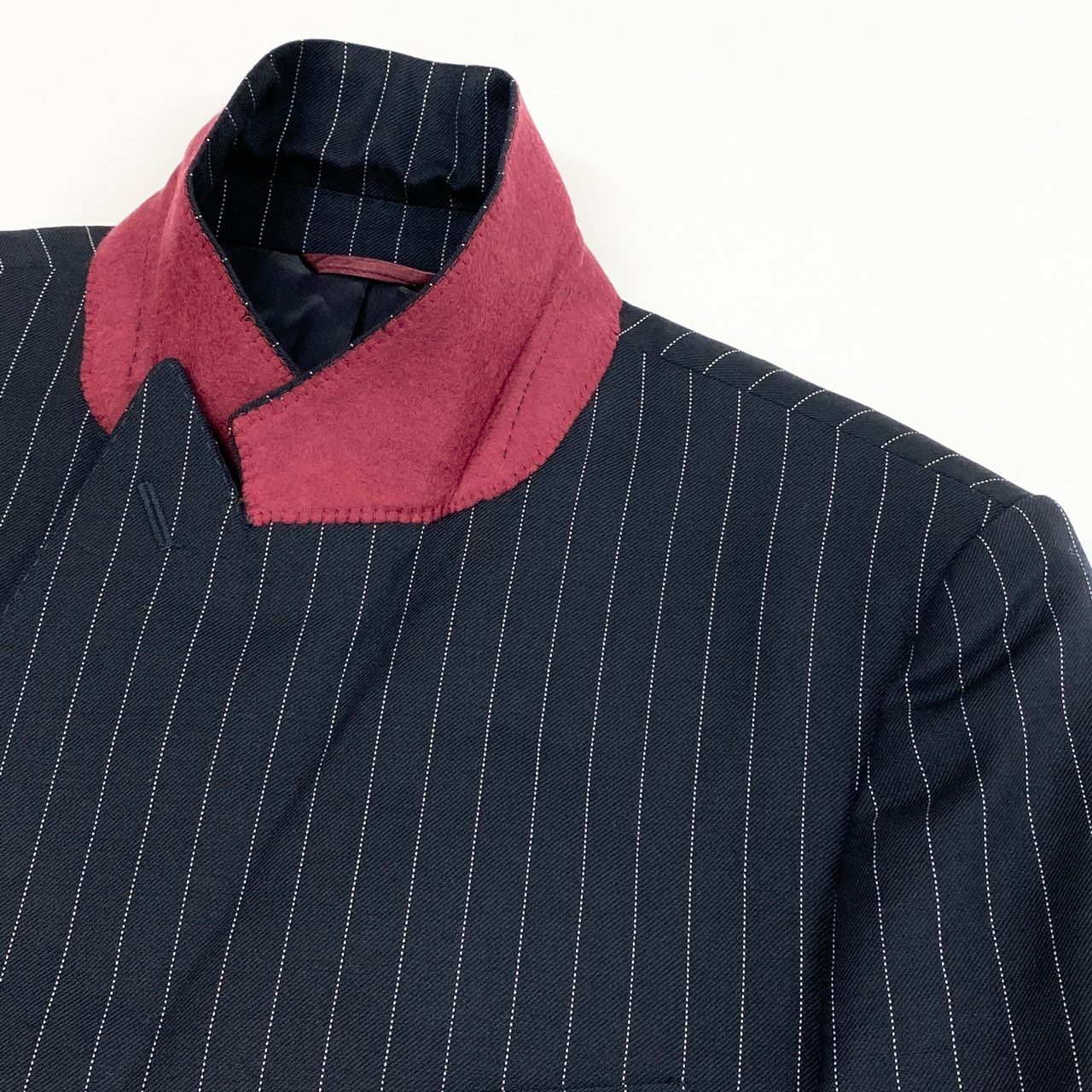 68L11 BURBERRY バーバリー イタリア製 コレクションライン ダブルブレスト テーラードジャケット 8ボタン 48 ブラック ピンストライプ ウール メンズ 男性用u02t