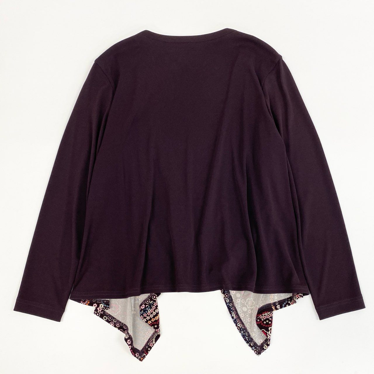 45k26 《美品》 TOKUKO 1er VOL トクコプルミエヴォル ノーカラー 長袖カーディガン 羽織 花柄プリント レディース 女性用 9 パープルu02t