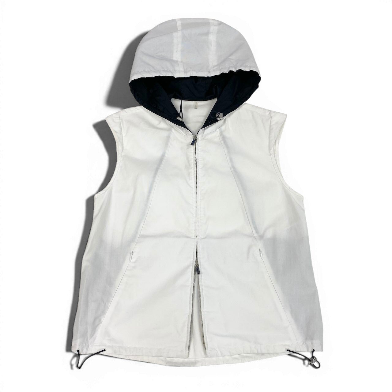 23e14 JIL SANDER ジルサンダー ジップアップ フーディ ベスト ジャケット イタリア製 34 ホワイト コットン レディースo07t