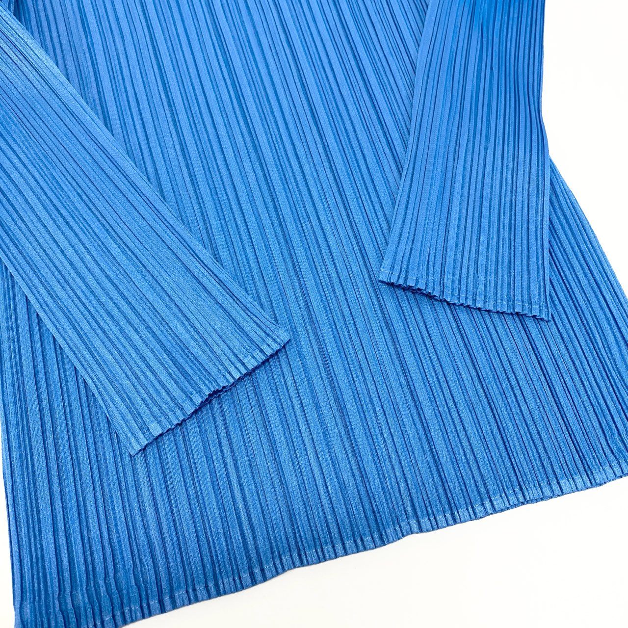 78b5【美品】PLEATS PLEASE プリーツプリーズ ハイネックプリーツカットソー ロングスリーブカットソー トップス PP11-JK761 3サイズ ブルー ポリエステル100％ レディース 女性用u02t