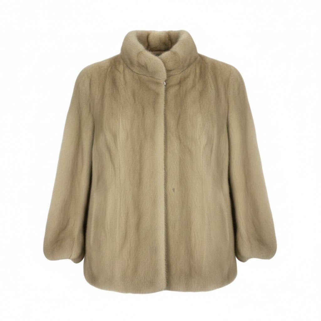 6a21 パールミンク ファーコート サイズ13 ホワイト 本毛皮 Pearl Mink Fur Coat ポケット有t18r