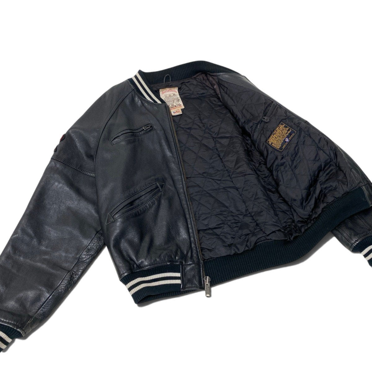 88j8 AVIREX アヴィレックス American Classics レザージャケット ブルゾン M ブラック メンズu02t