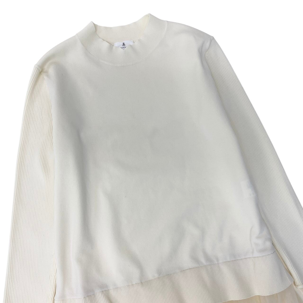Ef8 LANVIN en Bleu ランバンオンブルー チュールプリーツコンビ ニットワンピース ドッキングワンピース 3506316 サイズ38 ホワイト レディース 女性用u02t