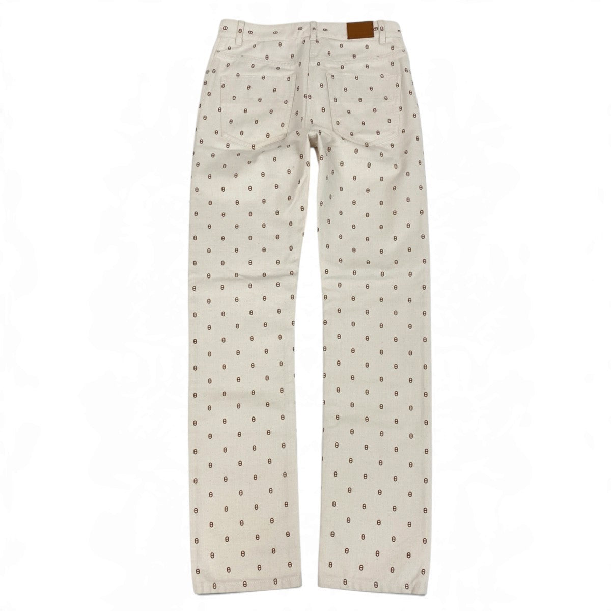 Ij15 【未使用タグ付】 Hermès エルメス シェーヌダンクル セリエボタン カラーパンツ サイズ34 アイボリー レディースo07t