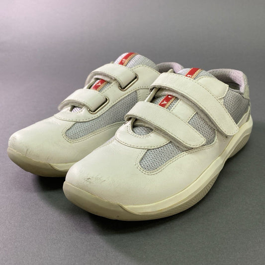 5j29 PRADA SPORT プラダ スポーツ ベルクロ レザースニーカー 37.5 ホワイト leather シューズ メッシュ