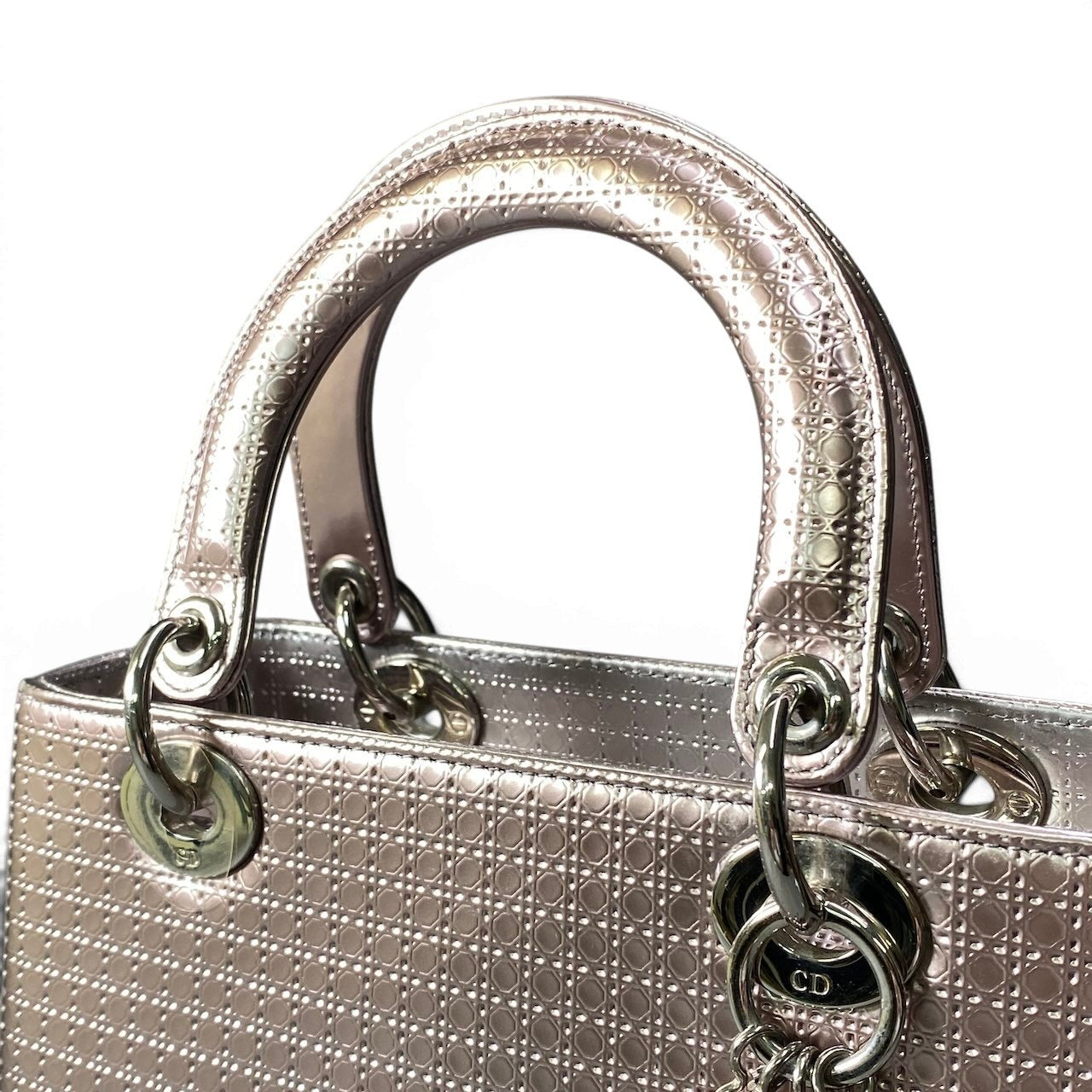 e18 Christian Dior クリスチャンディオール レディディオール ハンドバッグ メタリックピンク レディース バッグta1
