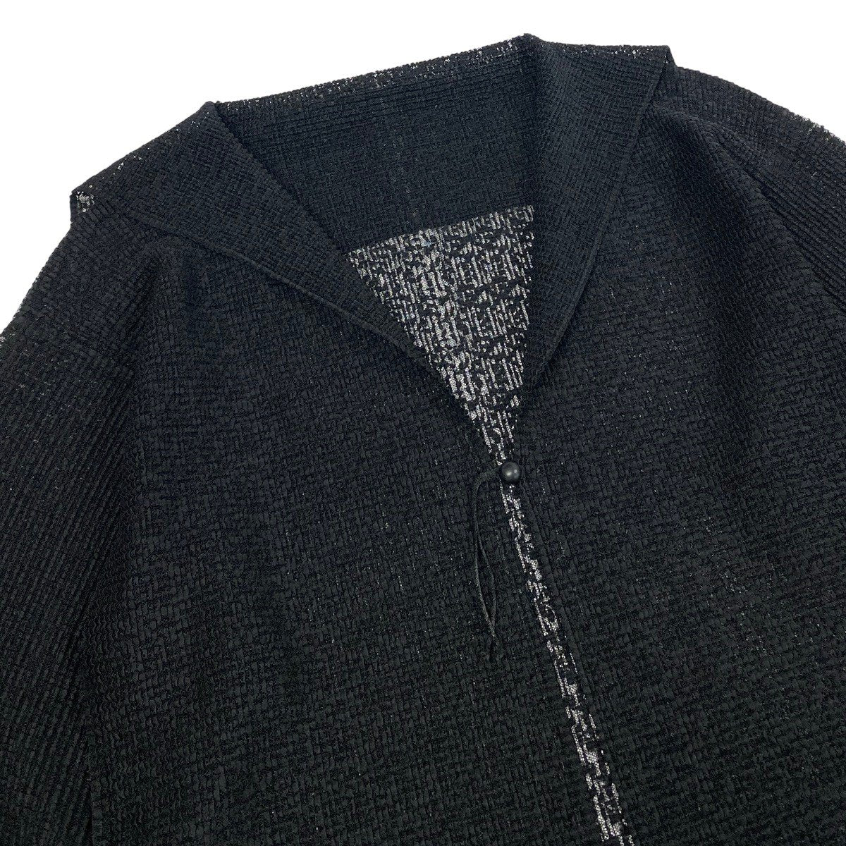 Ah28 me ISSEY MIYAKE ミーイッセイミヤケ プリーツトッパーカーディガン シアー ブラック ポリエステル レディースo07t