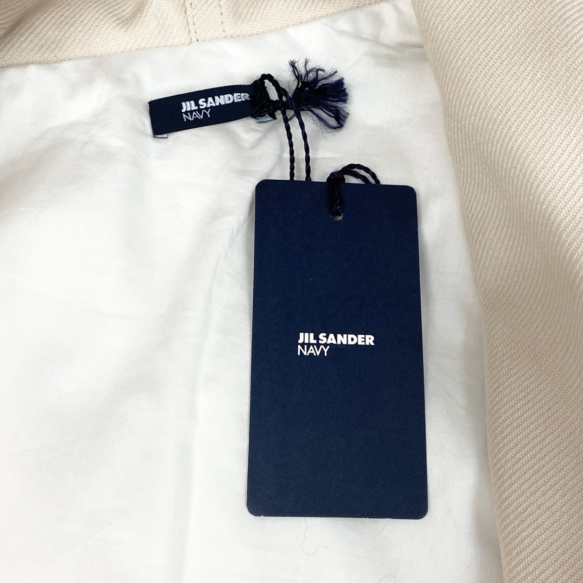 Ee19【未使用タグ付】 JIL SANDER NAVY ジルサンダー ネイビー フーデットコート ロングコート サイズ36 アイボリー レディース 女性服u02t