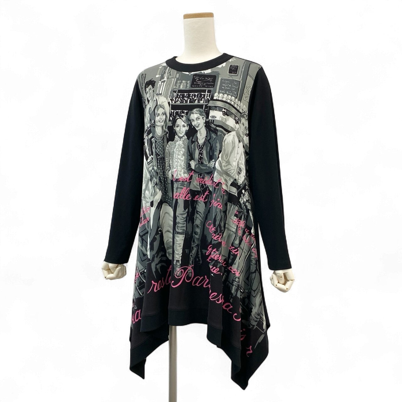 2k19《美品》 TOKUKO 1er VOL トクコプルミエヴォル 長袖ワンピース ロングワンピース 20周年限定モデル Aライン 変形デザイン 9 ブラック レディースu02t