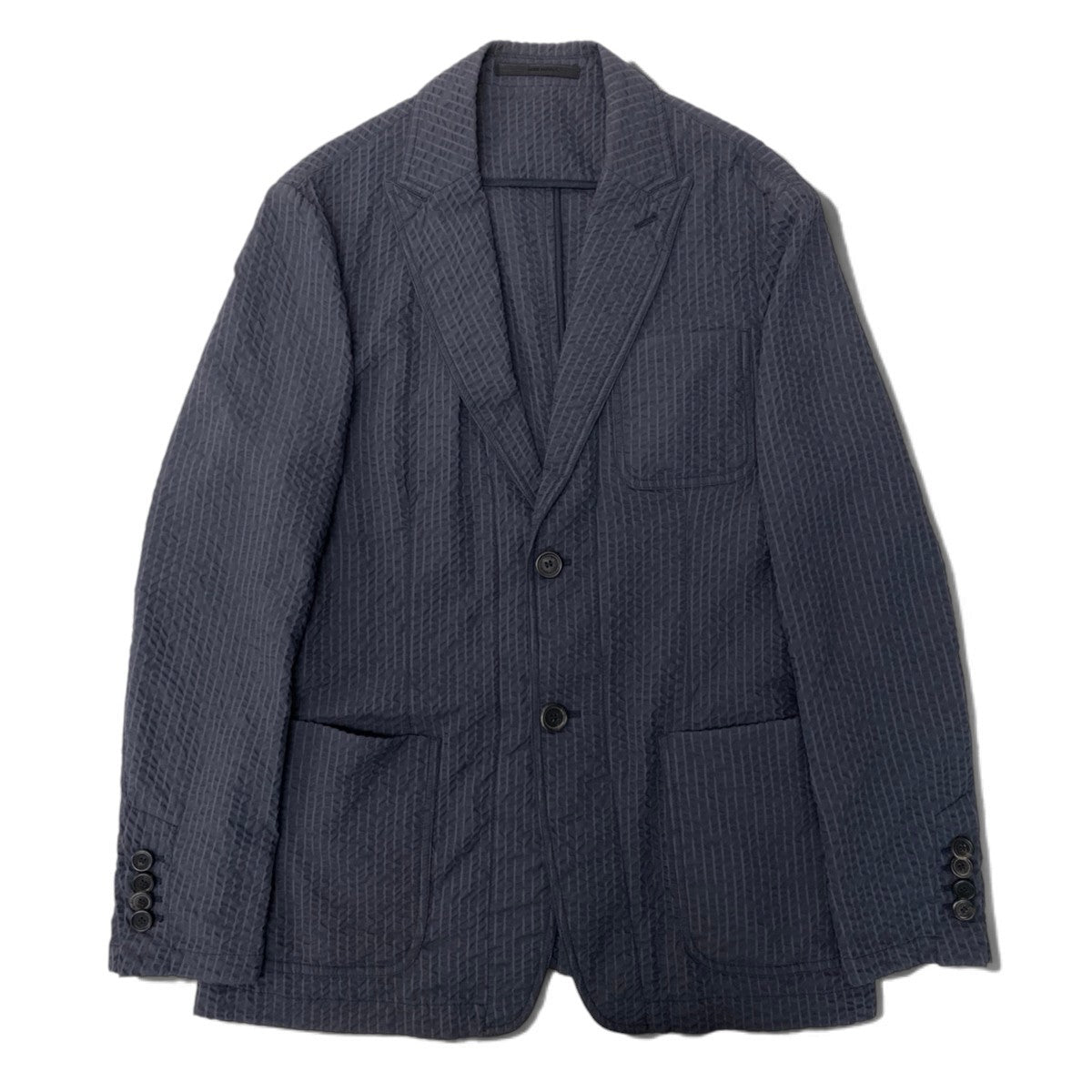 45j8 GIORGIO ARMANI ジョルジオアルマーニ レザータグ 撥水 本切羽 テーラードジャケット ブレザー サイズ48 グレーt18r