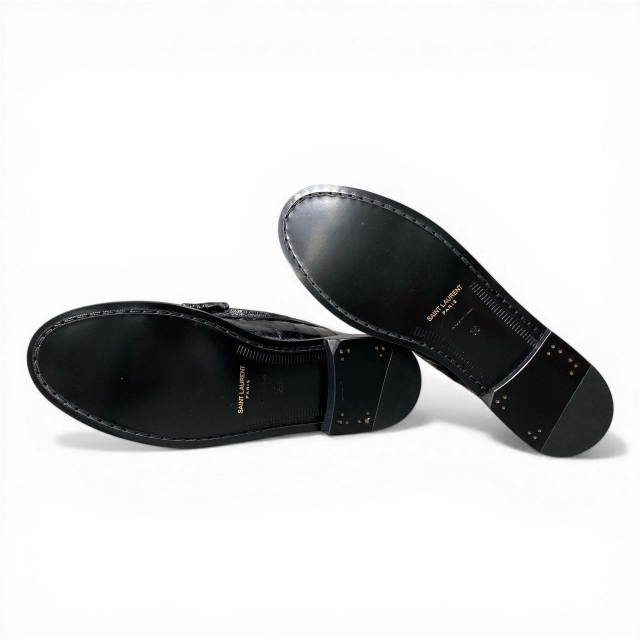 【未使用品】SAINT LAURENT サンローラン パリ LOU Loafers ル ローファー サイズ36 ブラック イールスキン レディース 革靴k02i