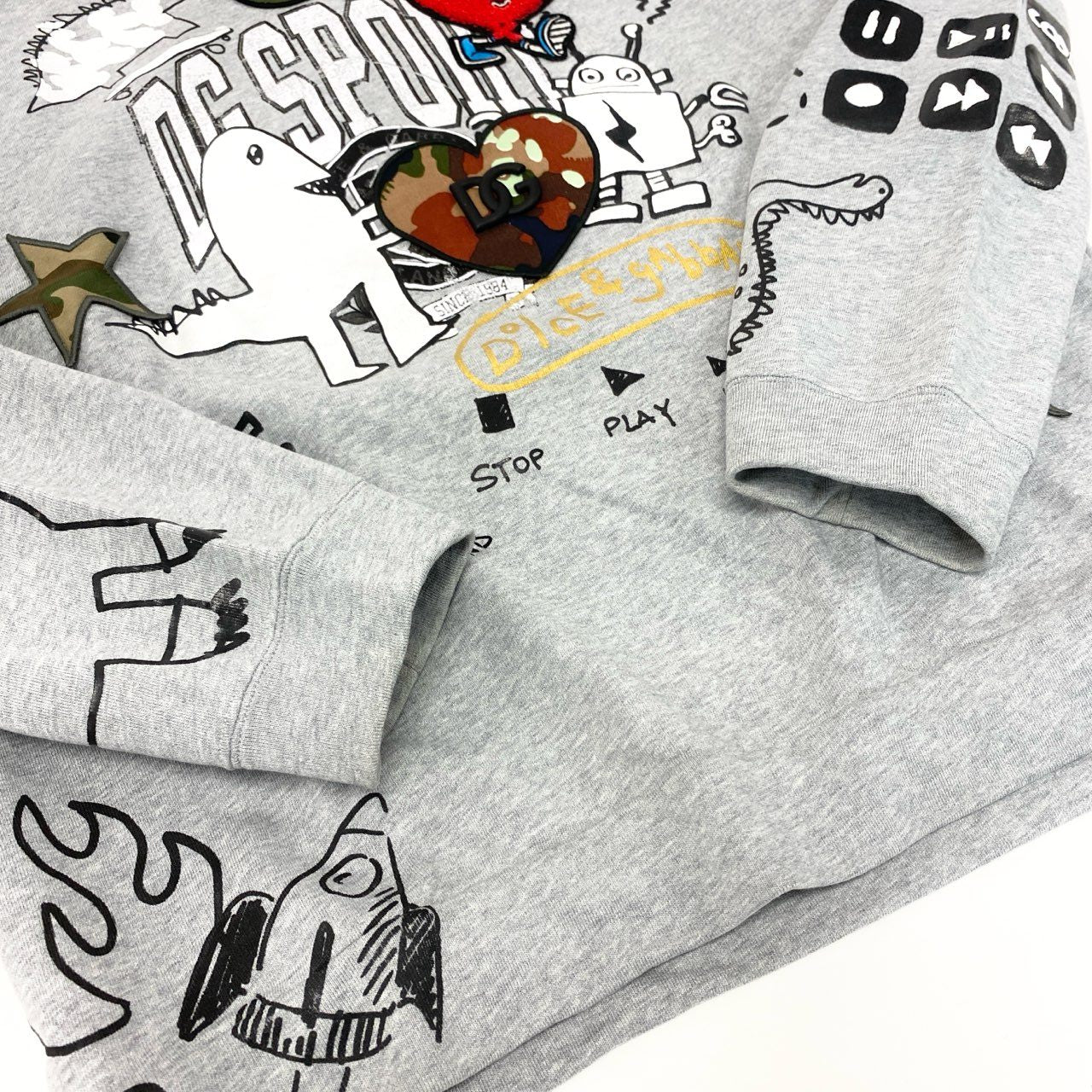 10k11 DOLCE&GABBANA ドルチェ＆ガッバーナ プリント ワッペン オーバーサイズ スウェットトレーナー サイズ44 メンズ トップスk02i