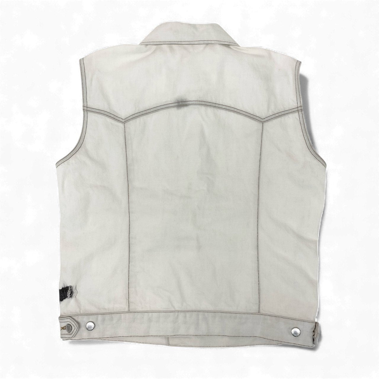 24k28 PRADA プラダ デニムベスト トップス ロゴ 52 ホワイト コットン メンズ イタリア製 00su02t