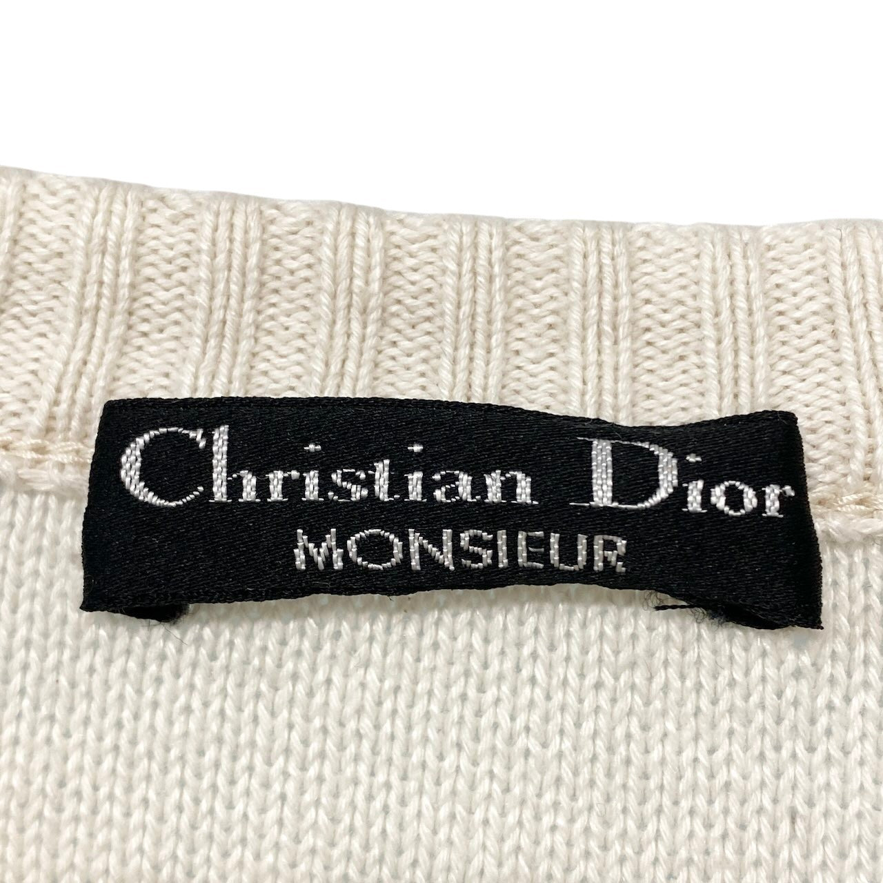 2h16 Christian Dior クリスチャンディオール MONSIEUR Vネック ロングスリーブ ニットセーター サイズM オフホワイト メンズ 紳士服o07t