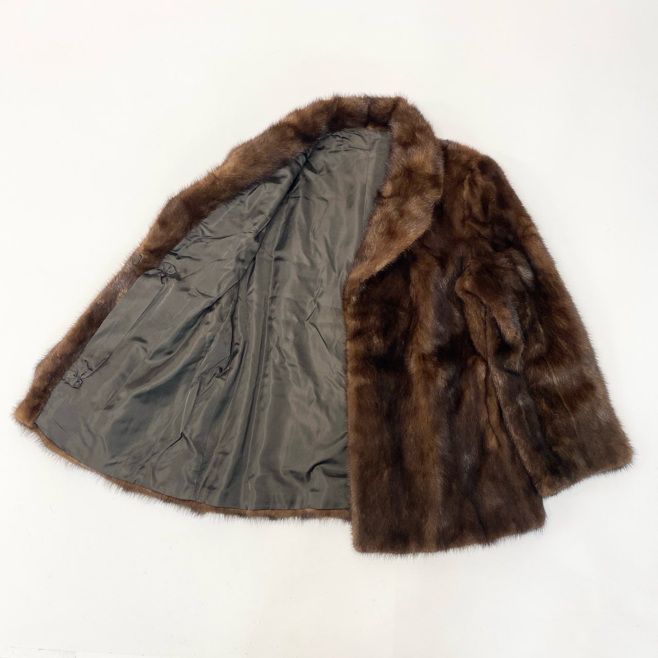 86c4 パステルミンク ファーコート サイズ15 ブラウン 本毛皮 Pastel Mink Fur Coat 毛並み◎t18r