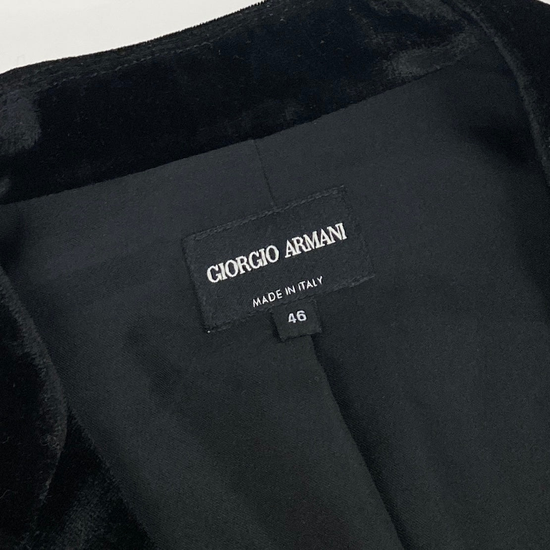 6L17 GIORGIO ARMANI ジョルジオアルマーニ テーラードジャケット ベロア切替 アウター イタリア製 46サイズ グレー ブラック メンズu02t