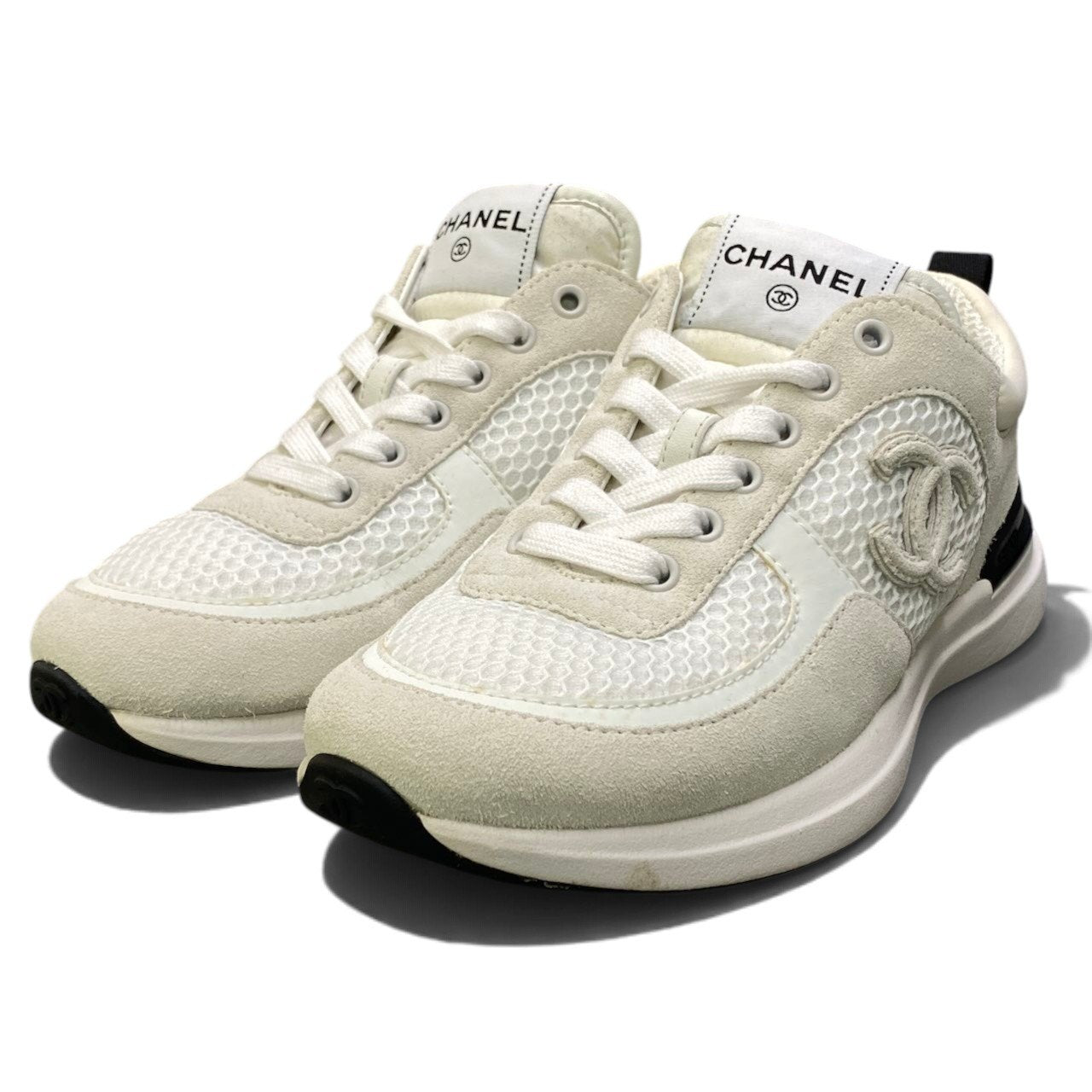 h29《美品》 CHANEL シャネル 22SS CCロゴ テニス スニーカー CC Logo Tennis Sneakers G38800 size 36 ホワイト 箱有t18r