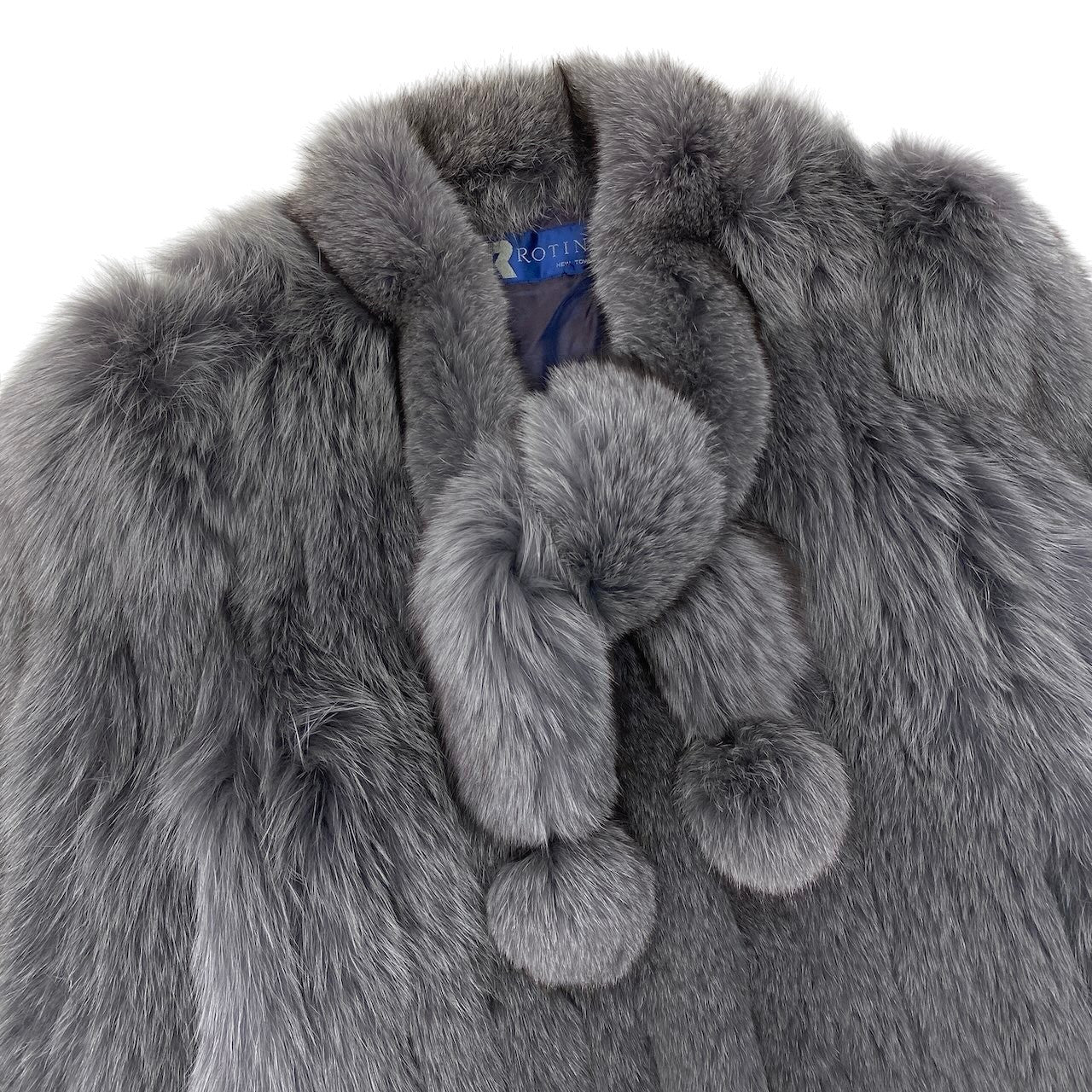 72g4 ROTINY ロティニー フォックスファー 染めフォックス 毛皮コート 本毛皮 M グレー系 FOX FUR レディースo07t