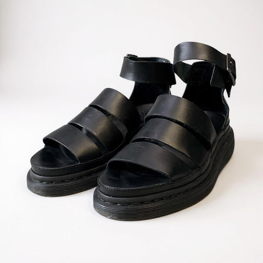 1a6《美品》 Dr.Martens ドクターマーチン CLARISSA クラリッサ レザーサンダル シューズ UK6 ブラック レディース 女性用k02i