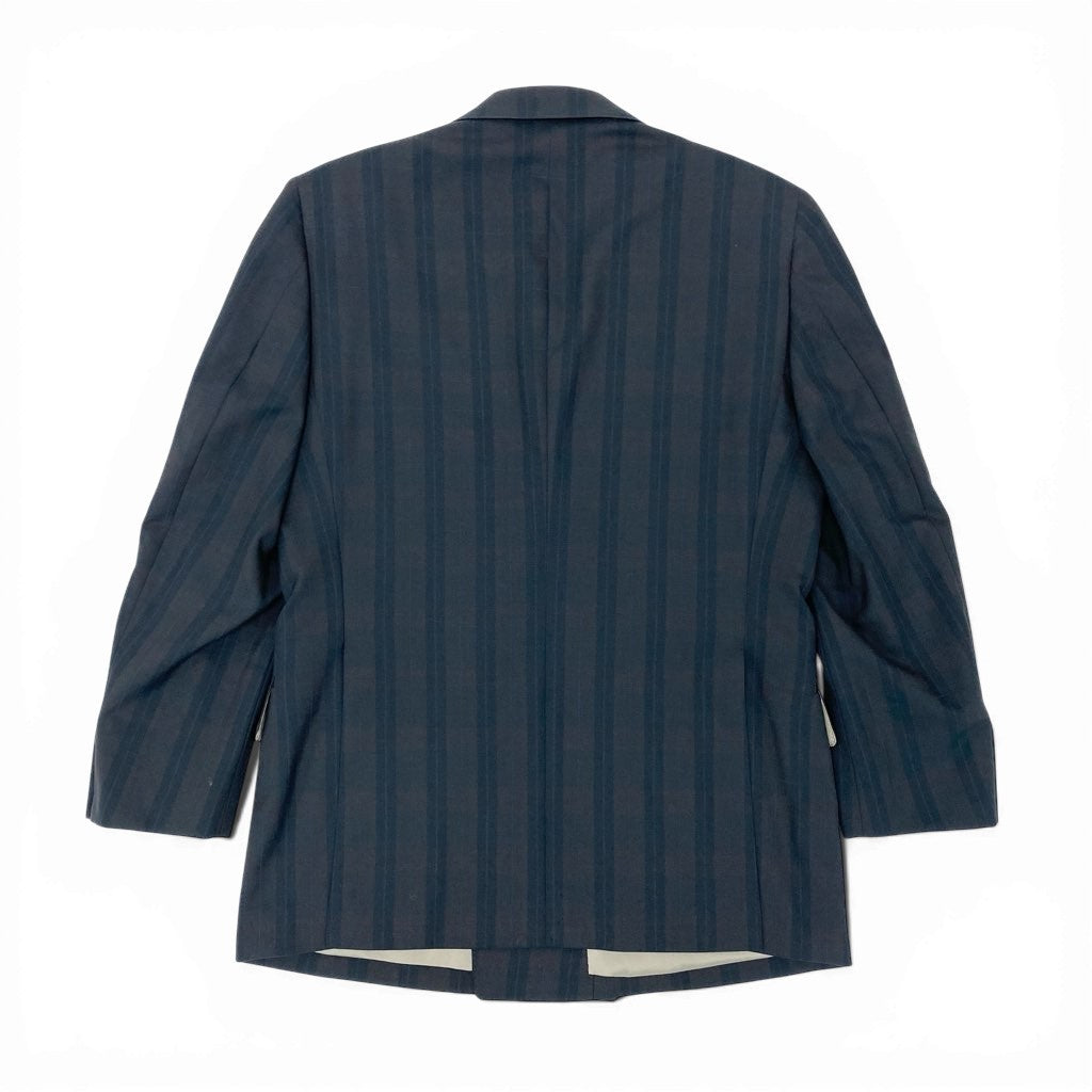 16a27 Burberrys バーバリーズ ダブルブレスト テーラードジャケット ブレザー 金ボタン チェック柄 90-78-165 A4 ネイビー系 ウール100％ メンズ 男性用o07t