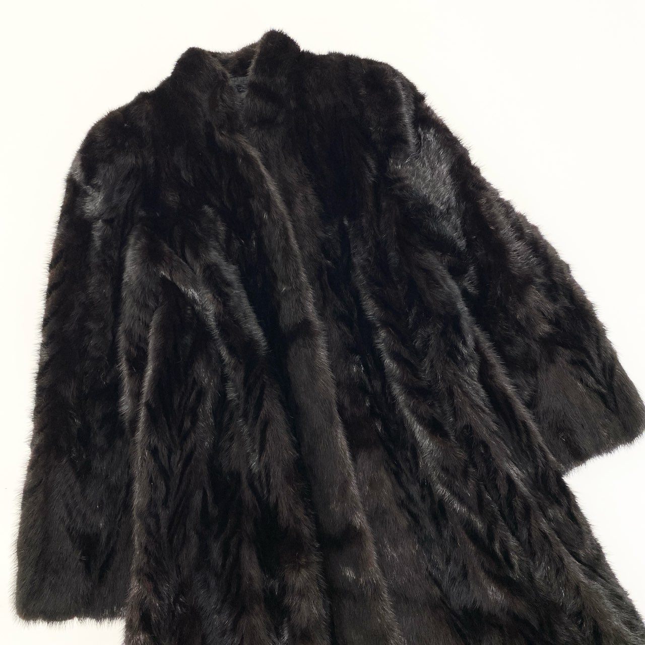 21a24 EMBA エンバ 希少デザイン ダークミンク 丈110cm 超ロングコート サイズ11 ブラック ダークブラウン 本毛皮 Mink Fur Long Coatt18r