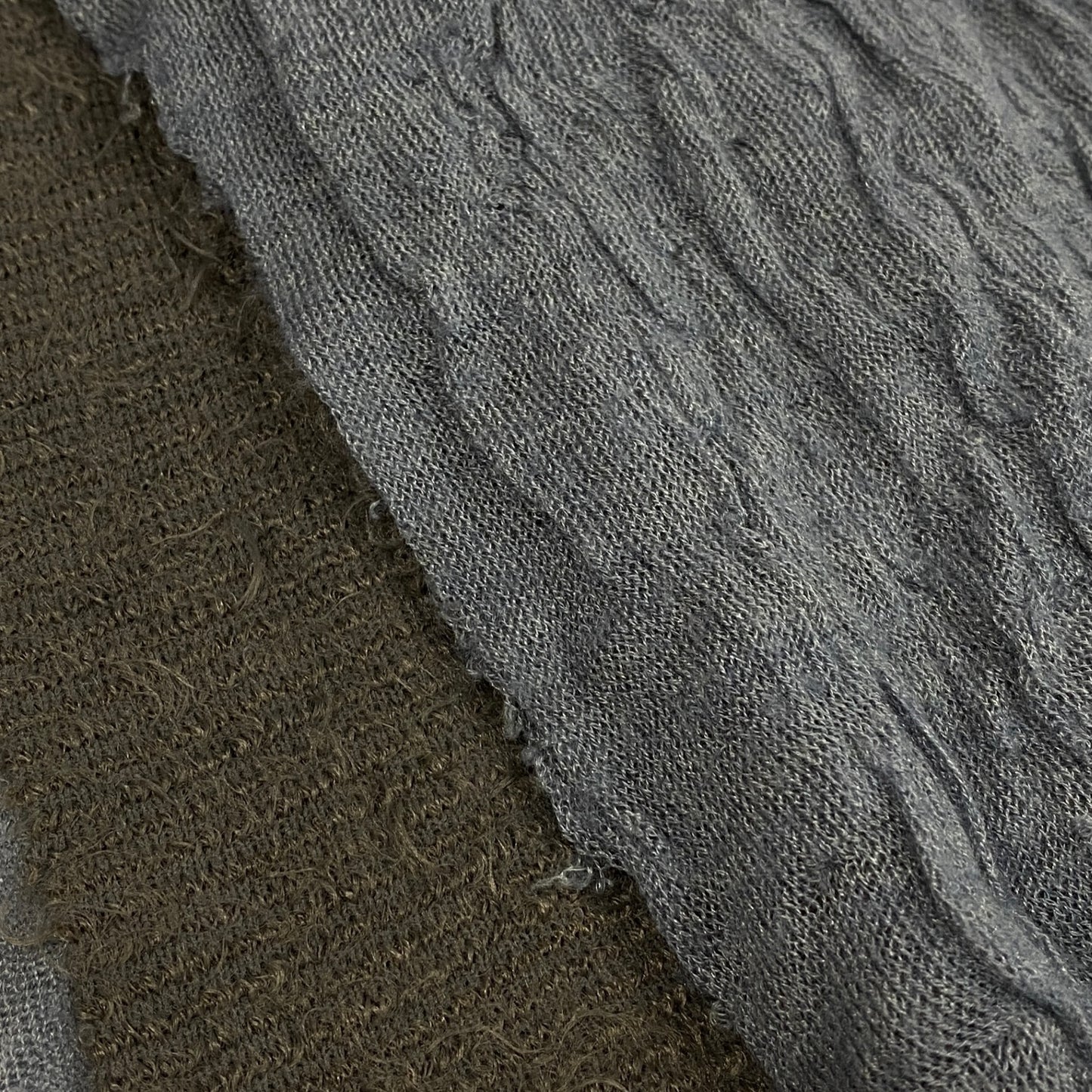 35L19《タグ付き》 Faliero Sarti ファリエロサルティ 大判マフラー ドッキングデザイン ストール 40×160 ブルー系 カシミヤ混 ユニセックス 男女兼用k02i