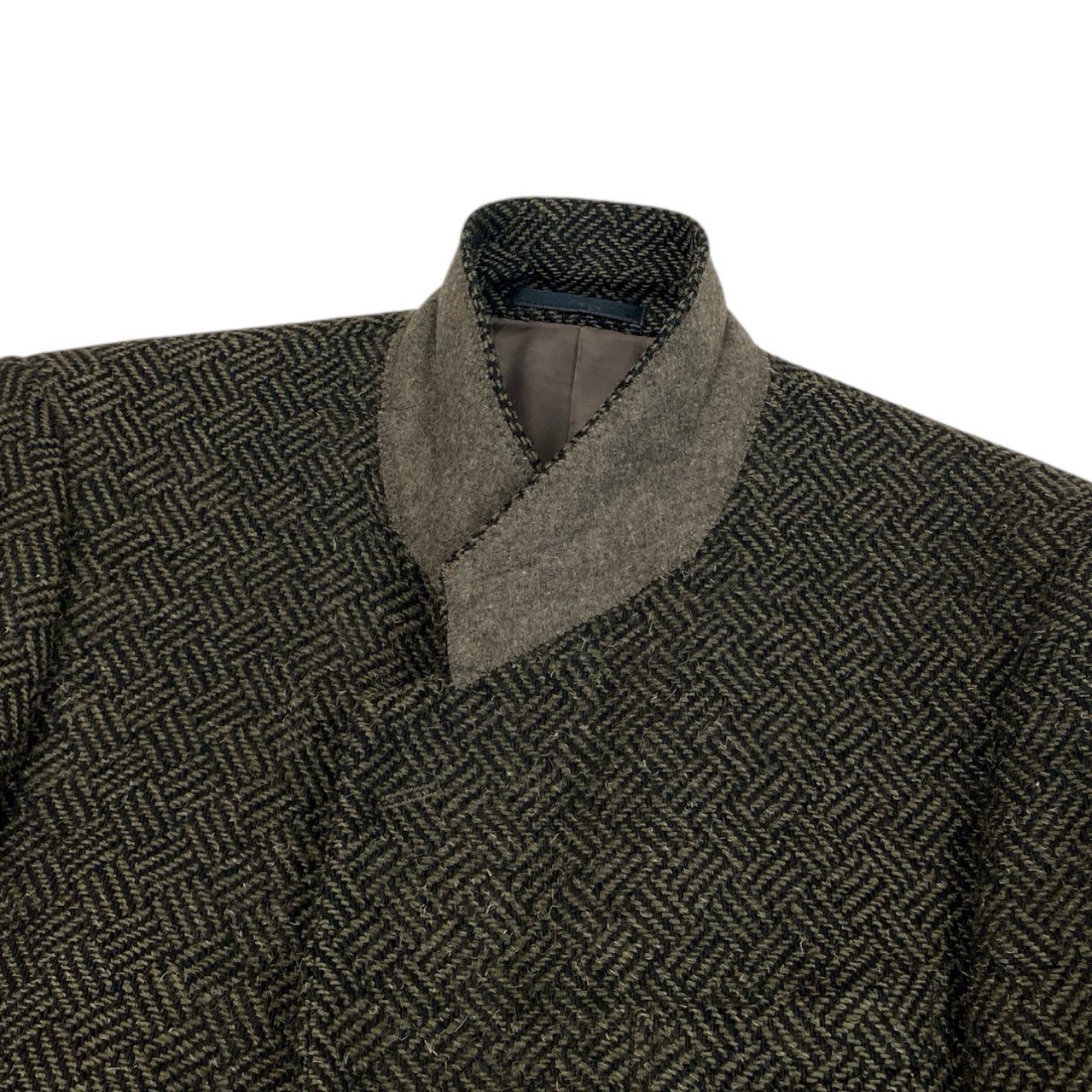 84k5 Yves Saint Laurent イヴサンローラン テーラードジャケット ブレザー ヘリンボーン VINTAGE C94 Lサイズ相当 ブラウン ウール メンズo07t